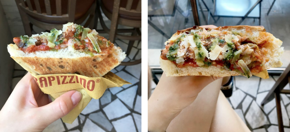 Trapizzino – kapsa z pizza těsta plněná náplní