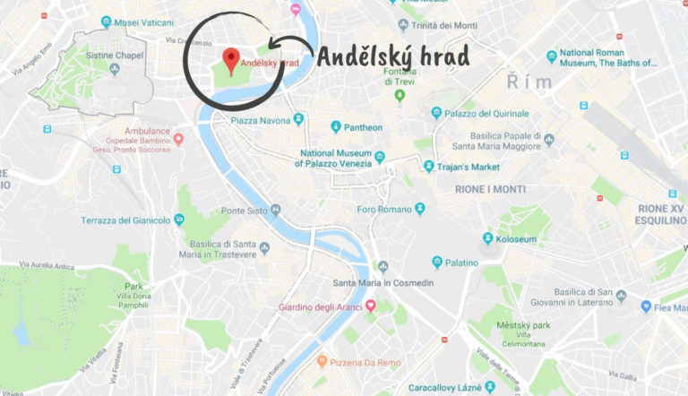Andělský hrad - mapa