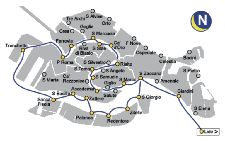 Mapa noční linky