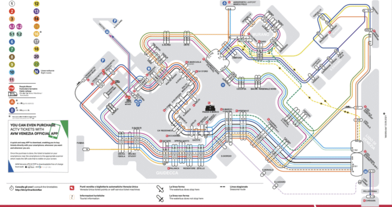 Vaporetto - mapa linek